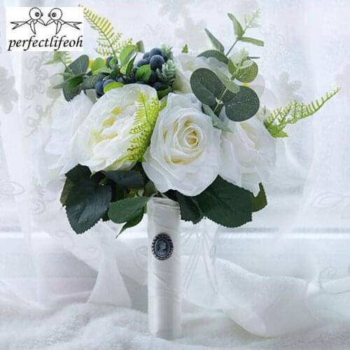 Perfectlifeoh Bridal Bouquet Bridal Bouquet Artificial Wedding Decoration Flowers