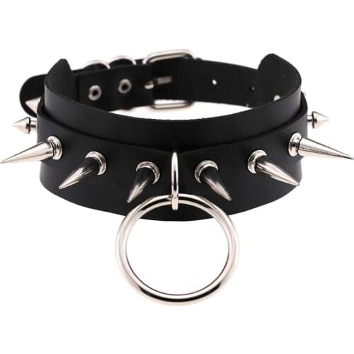 Black Spike Choker Punk Harajuku Goth Collar Belt Necklace Pu Leather Choker Bondage Cosplay Club Party Festival Jewelry Women