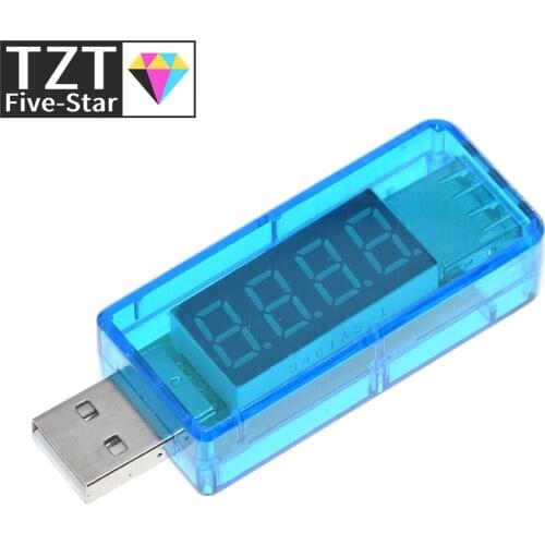 TZT teng Digital USB Mobile Power charging current voltage Tester Meter Mini USB charger doctor voltmeter ammeter Straight blue