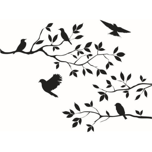 Personality Tree Branch Birds Wall Stickers Decals Removable Living Room Bedroom Home Wall Decals DIY Art Decoration