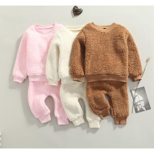 Infant Clothing Sets Baby Suit Autumn Winter Clothes For Newborn Baby Girls Boys Clothes Plush Top+Pant 2pcs Outfit Kids Costume
