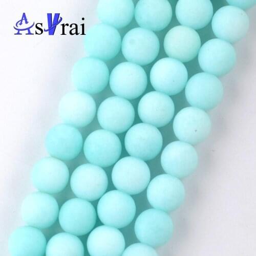 4mm-12mm Natural Dull Polish Matte Blue Amazonites Stone Round Beads For Jewelry Making Loose Beads Diy Bracelets Necklace 15"