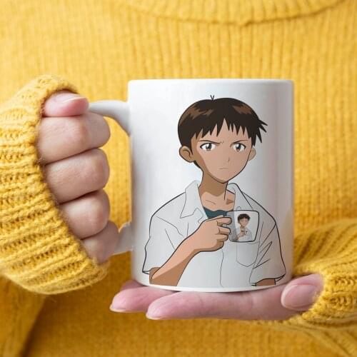 Shinji Holding A Mug Text Anime Breathable Male 350ml High Quality Creative Design Top Promotion Mug Cup Friends Gift