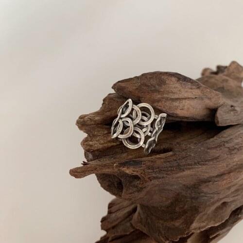 2021 Multilayer Irregular Circle Tibetan Silver Rings Exaggeration Punk Style Open Ring for Cool Guys Girls Jewelry