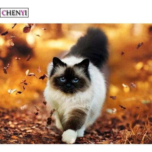 CHENYI Full Needlework Diamond Painting Cross Stitch Kit Animal Cat Diamond Embroidery DIY Diamond Mosaic Crafts Gift Home Decor