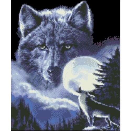14/16/18/22/25/28CT popular 100% accurate print on fabric cross stitch kit wolf howling at the moon wild call, Wolf Spirit