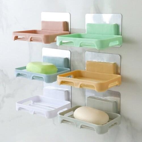 Wall-mounted Suction Cup Soap Dish Box Free Punch Drain Rack Handmade Soap Holder Case Minimalist Modern Soap Tray Sink