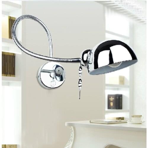 Free shipping Reading Room Swing Arm Wall Sconce in Chrome Adjustable Wall Lamp low prices switch wall washer sconces