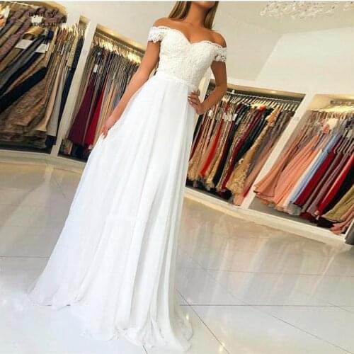 Weilinsha Cheap Wedding Dress Off The Shoulder Lace Wedding Dresses 2020 Vestido De Noiva Zipper Back With Buttons Bridal Gowns