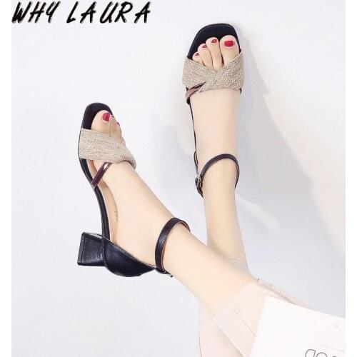 2021 New chunky heel sandals womens summer fish mouth womens shoes open toe high heels womens black mother shoes womens fash