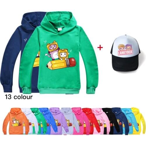 NEW Toddler Children Clothes Thin Hoodies and sunhat Lankybox Boys Long Sleeves Sweatshirt Baby Girls Clothes For Kids