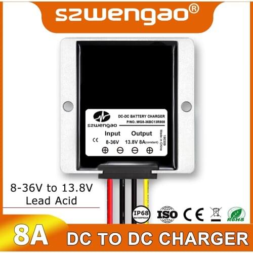 New Arrival DC 8-36V 12V 24V to DC 13.8V 8A Lead-acid Battery Charger for Car Dual-battery System Solar