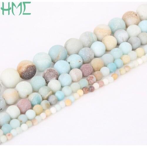 Wholesale Natural Dull Polish Matte Amazon 4-12mm Mix Color Stone Beads strand For Women jewelry Making DIY Necklace Bracelet