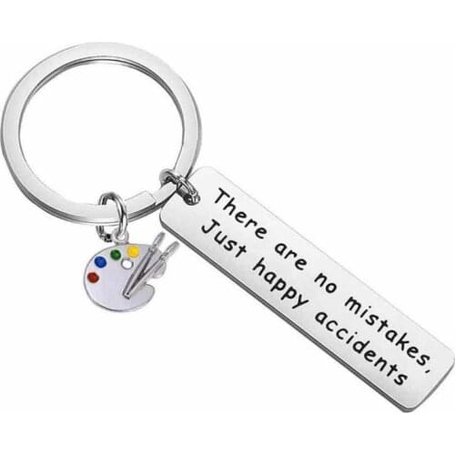 CIBOCIBO Charm Men/Women Keychain There Are No Mistakes Just Happy Accidents Key Holder Bags Unisex Letter Pendant Porte Clef