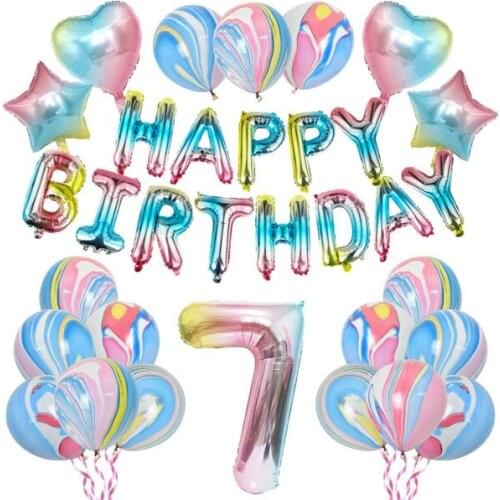 Rainbow 1-9th Birthday Party Decorations - Girls Birthday Party Supplies Include HAPPY BIRTHDAY Balloon Banner