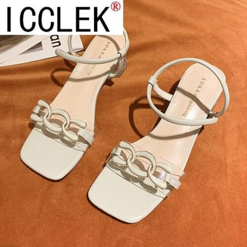 Sandals 2021 New Fashion Party Slippers Women Summer Shoes Buckle Chunky Heel Ladies Slides Female Sandals Shoes