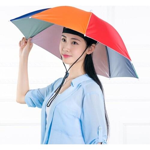 Foldable Headwear Sun Umbrella Hats Cap Hands For Fishing Hiking Beach Camping Outdoor Sport