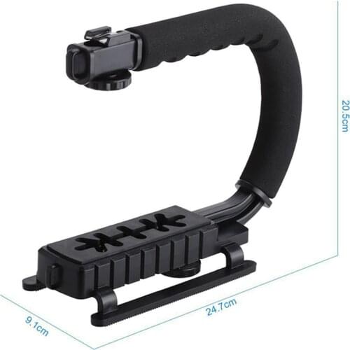 Video Action Stabilizing Handle Grip Handheld Stabilizer Bracket with Hot-Shoe Mount for SLR Cameras and Home DV Camera