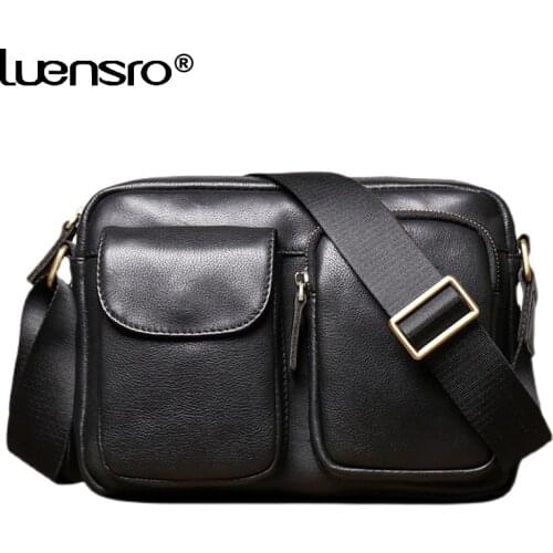 Fashion Males Crossbody Bag Casual Business Genuine Leather Mens Messenger Bag Vintage Men Small Bag Zipper Shoulder Handbags