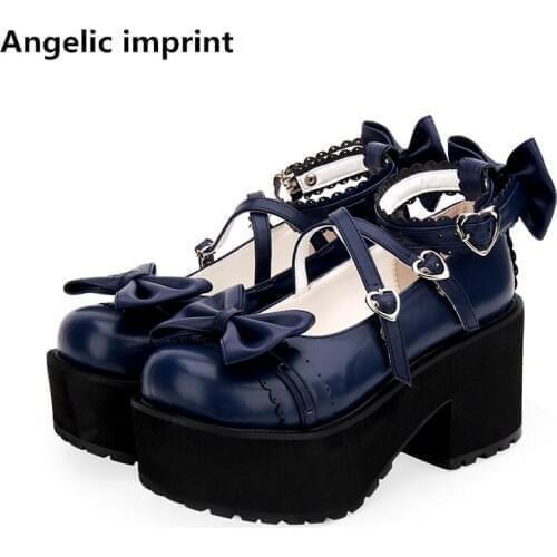 Angelic imprint new woman mori girl lolita cosplay shoes lady high heels wedges Pumps women princess dress party shoes 8cm 33-47