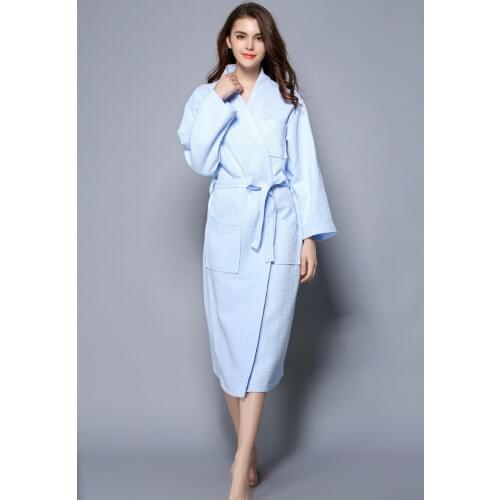 2018 S-XL Hotel providing spring Cotton Waffle bathrobe couple Robes Solid Multicolor Pajamas Comfortable Family Nightgown