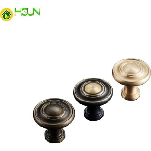 1pc Vintage Round Kitchen Cabinet Knobs Cupboard Door solid brass knob Vintage Wardrobe Furniture Handle Drawer Pulls