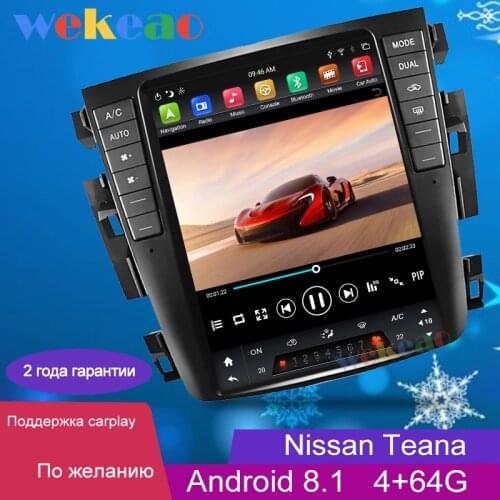 Wekeao 10.4" Vertical Screen Tesla Style 1Din Android 8.1 Car Radio Automotivo For Nissan Teana Car Dvd Multimedia Player GPS 4G