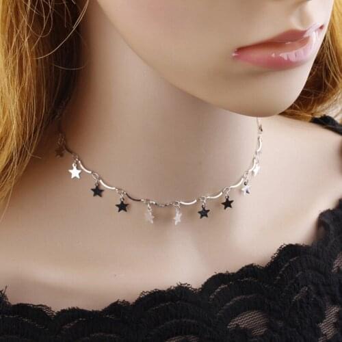 Women Star Tassel chain necklaces Fashion Jewelry Punk Gold Color Womens Choker Necklace Girls Gift Accessories Bijoux Colar
