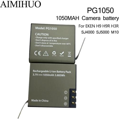 PG1050 3.7V 1050mah Sport Action Camera Battery for EKEN H9 H9R H3 H8PRO SJ4000 SJCAM SJ5000 M10 SJ5000 Replacement battery