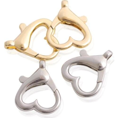 100pcs 26*21mm Heart Shape Lobster Clasp Hooks Necklaces Bracelet Chain Connectors For DIY Jewelry Finds Accessories
