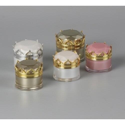 100pcs 5g 10g 15g 20g Acrylic Crown Jar Cosmetics Packaging Jars Pot Makeup Eye Cream Eyeshadow Nail Powder Packing Box