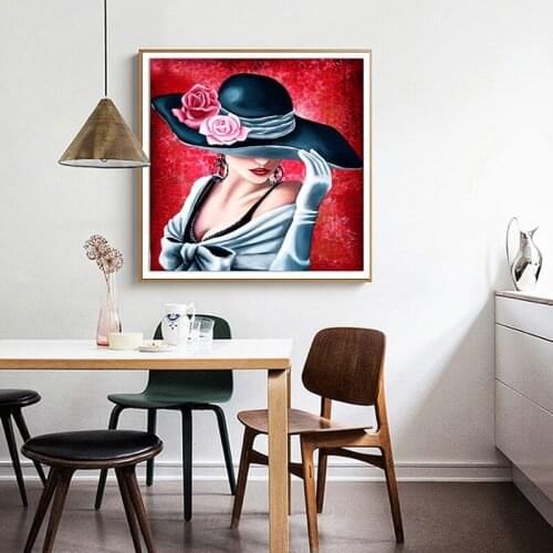 2017 5d diamond mosaic Diamond painting cross stitch fashion crystal square girl Portrait painting rhinestone embroidery