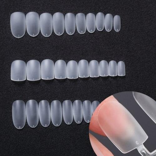 300pcs/box Korean Non Blendable Oval Shape False Nail Tips Soft Flexible Translucent Full Cover Fake Nails High Quality