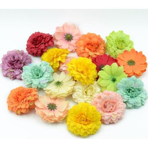 50PCS 7cm Chrysanthemum Artificial Silk Flower Head For Home Wedding Party Decoration DIY Wreath Craft Scrapbooking Fake Flowers