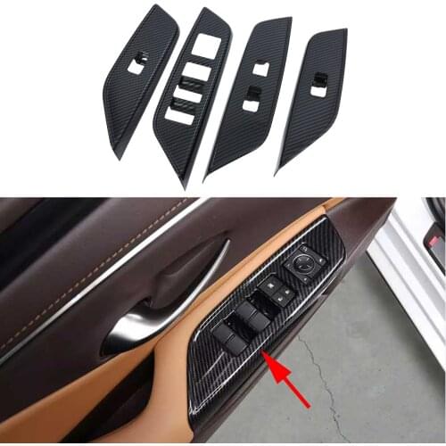Accessories Fit For Lexus ES350 ES300h 2019 2020 2021 Interior Armrest Door Window Lift Switch Panel Cover Carbon Fiber