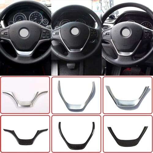 Car Carbon Fiber Interior Steering Wheel Decorative Frame Panel Cover Trim For BMW 3 Series F30 F32 F34 2013-2019 Accessories