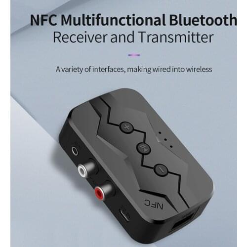 Bluetooth 5.0 Audio Transmitter Receiver RCA 3.5mm AUX Jack USB Dongle Music NFC Wireless Adapter For Car PC TV Headphones New