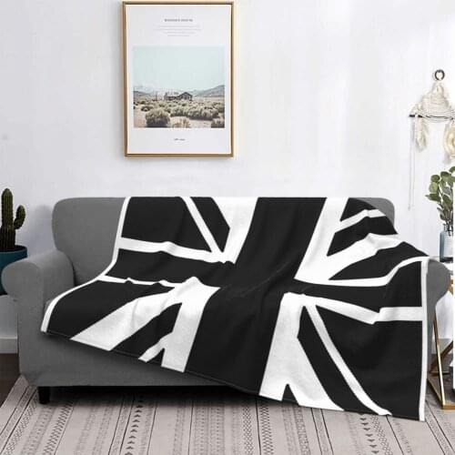 BRITISH UNION JACK FLAG UK GB UNITED KINGDOM PORTRAIT IN BLACK Blanket Bedspread Plaid