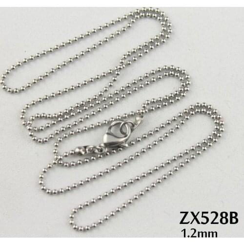 200pcs use lobster clasp small beads chain 1.2mm ball chain stainless steel necklace chains fashion jewelry ZX528