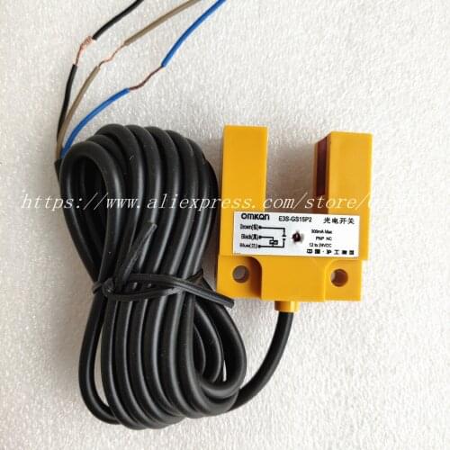 2PCS E3S-GS15N E3S-GS15N2 E3S-GS15P E3S-GS15P2 OMKQN Slot Photoelectric Sensor NPN PNP 3-Wire 12-24VDC Sn-15mm