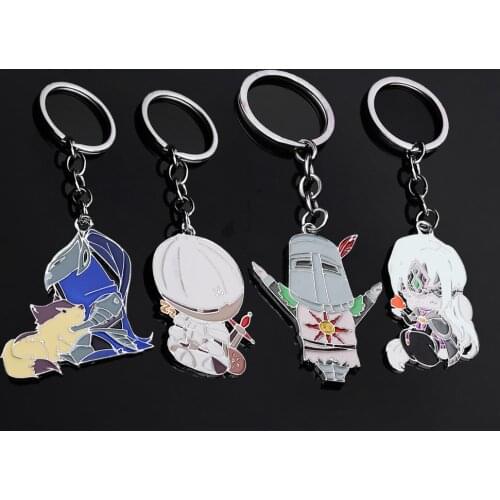 SG Hot 4 Style Dark Souls Figure Keychains Sun Sollar Fire Keeper Knight Keyring Men Kids Bloodborne Broche Choker Jewelry Gifts