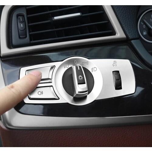 Chrome ABS Car Console Headlight Switch Buttons Frame Decoration Cover Trim Replacement For BMW F10 F11 F01 F02 F03 F07 F25 F26