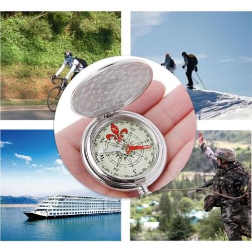 Pocket Watch Flip Compass Portable Hiking Navigation Compass Luminous In The Dark Navigation Car Compass Keychain