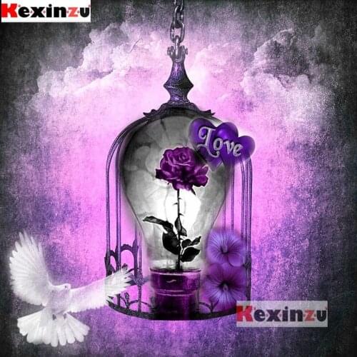 Kexinzu Full Square,Round Drill 5D DIY Diamond Painting "Love rose peace dove" Embroidery Cross Stitch 3D Home Decor K64310