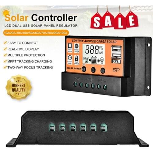 30A/50A/60A/70A/100A Solar Charge Controller For Solar Panel Battery With Dual USB Port 12V/24V MPPT/PWM Auto Paremeter Adjusta