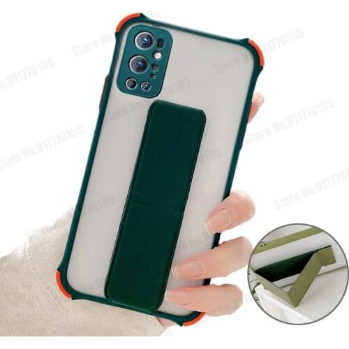 Candy Color Airbag Shockproof Phone Case For Oneplus 9 Pro 8T 9R Frosted Wrist Strap Stand Cover For One Plus Nord N100 N10 5G