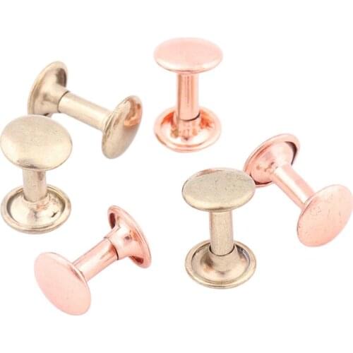 Metal double cap rivets 14*9mm Light gold/Rose gold Nail Stud for Leather Craft Bag Belt Clothing Garment Shoes Pet Collar Decor