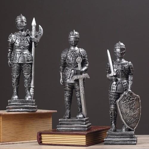 Model of Roman soldiers restoring ancient ways in America is decorated silver gray props Figure Statue art Sculpture Crafts home