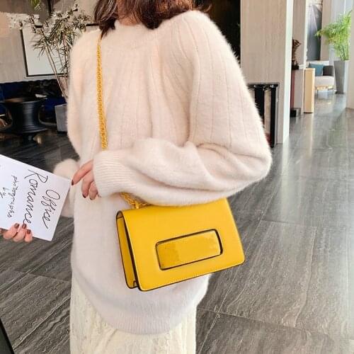 Fashion letter hand holding small square bag texture chain one shoulder messenger female bag
