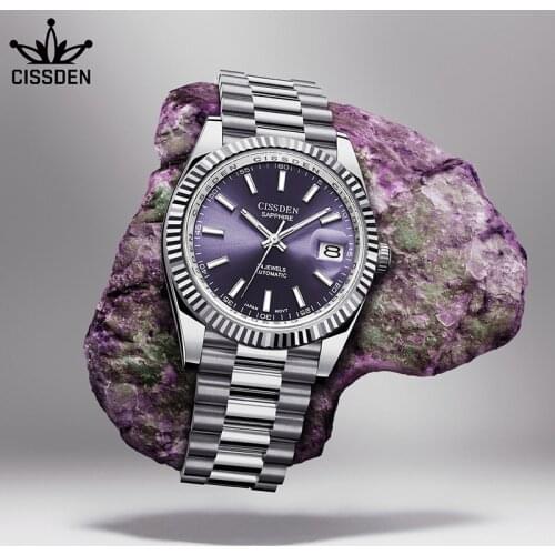 CISSDEN 2020 Men Watch Automatic Mechanical Wristwatch Date Stainless Steel Sapphire Glass Men Watches Reloj Hombre Japan NH35A